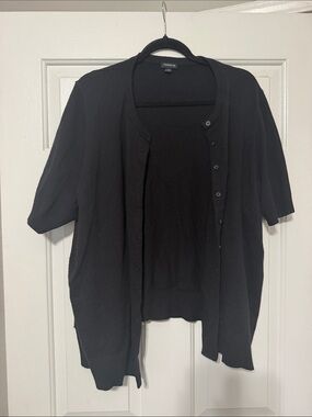 torrid Black Short Sleeve Button Cardigan -  Lightweight Layer